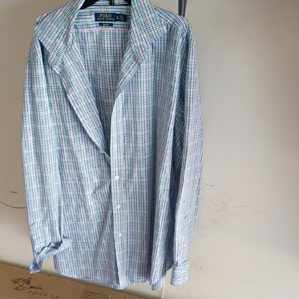Polo by Ralph Lauren Blue and Green Plaid Men's Shirt